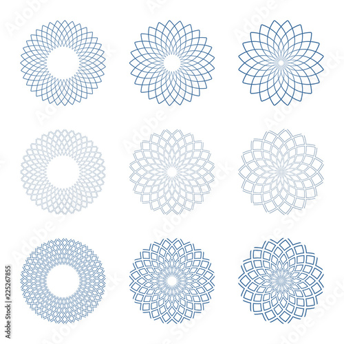 Design element set. Lines circle patterns.
