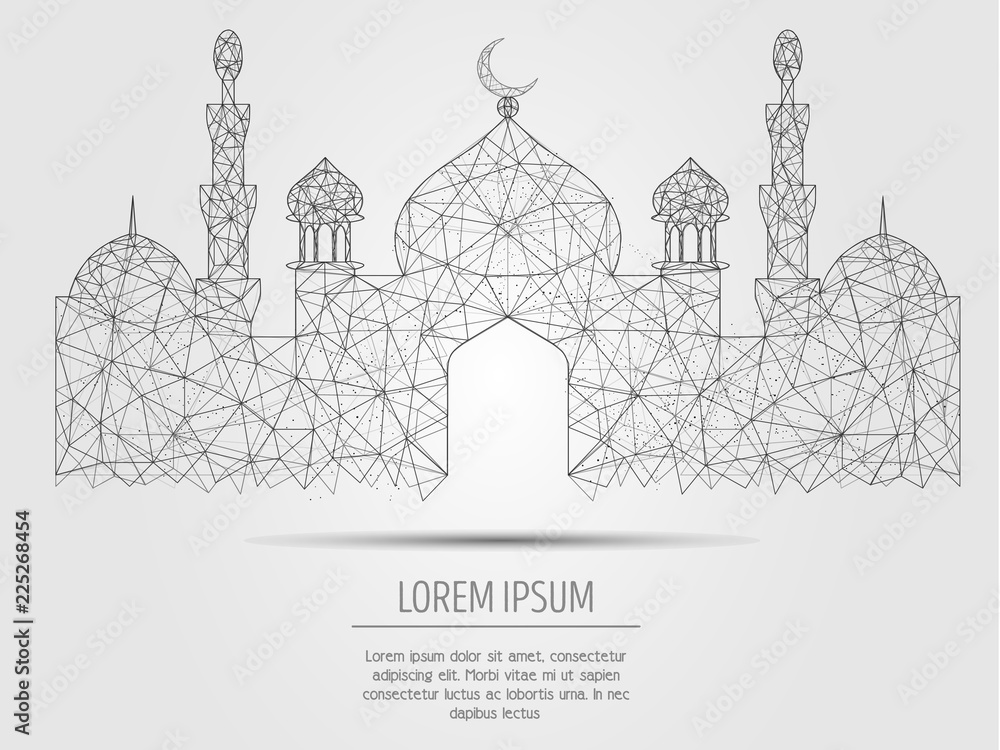 Islamic mosque vector geometric polygonal art background