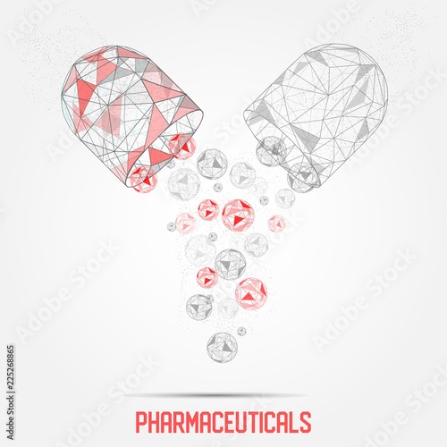 Pharmaceutical capsule vector geometric polygonal art background
