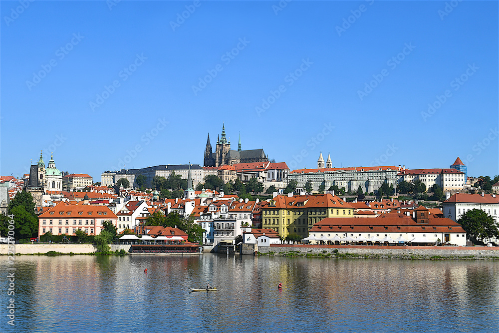 The old city of Prague and the Vltava river