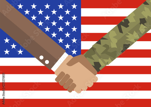 Handshake businessman and soldier