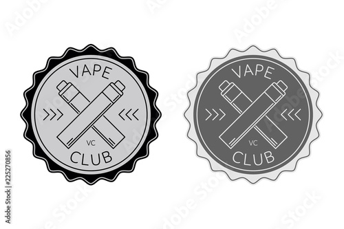 Vape shop vector logo. Mechanical mod monochrome emblems