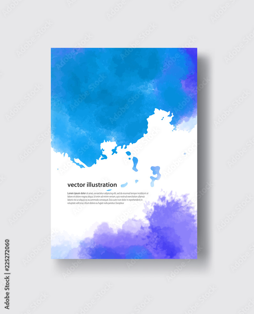 Watercolor blue sea color design banner. abstract color illustration eps10