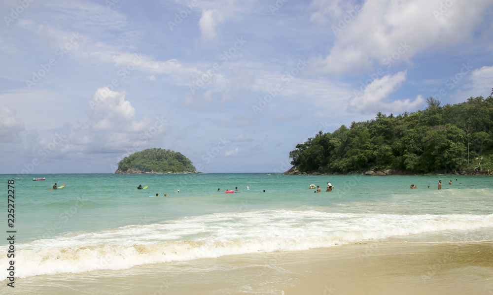 Fototapeta premium Kata beach and Koh Pu island know also as Crab Island, Phuket, Thailand