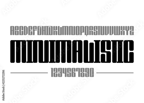 Minimalistic font. Simple type face. Vector typography illustration. Alphabet for logo, lettering and prints.