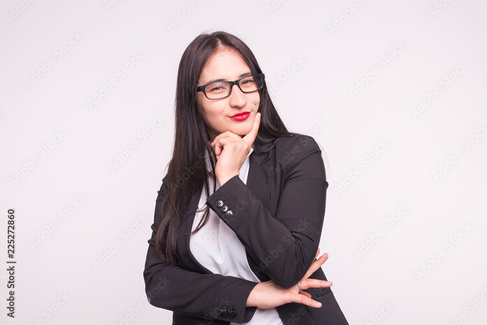 Young asian student or business lady with glasses on white background Young asian student or business lady with glasses on white background
