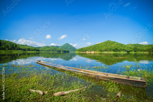 Wooden rafting in the water