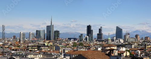 Milan city panoram viewed from the top of Milan Cathedral