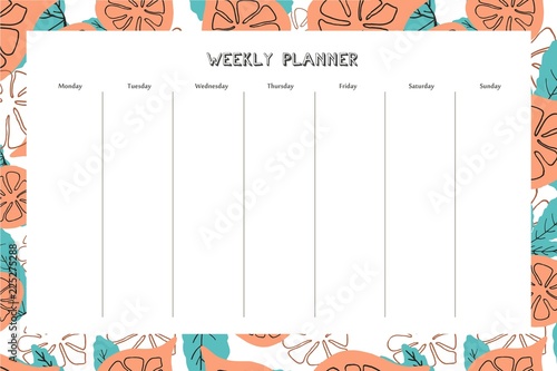 Weekly planner with fig pattern in hand drawn style