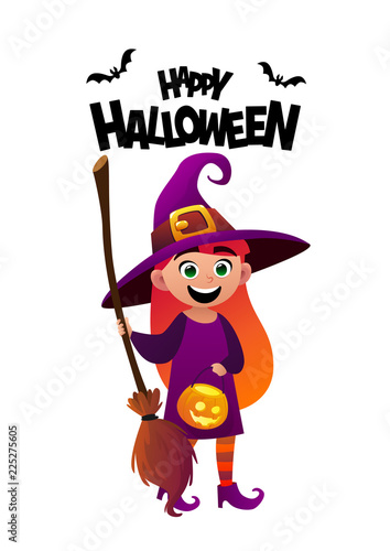 Happy Halloween cartoon character costume witch kid