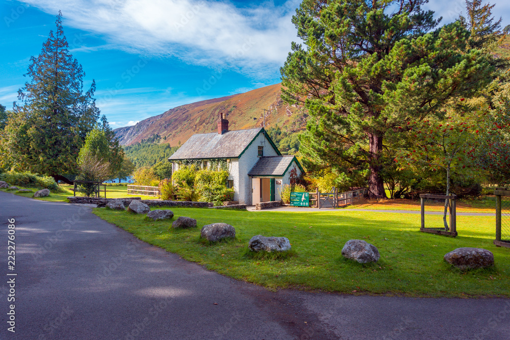 Fototapeta premium Morning at Upper Lake in Glendalough, Wicklow Mountains - Ireland