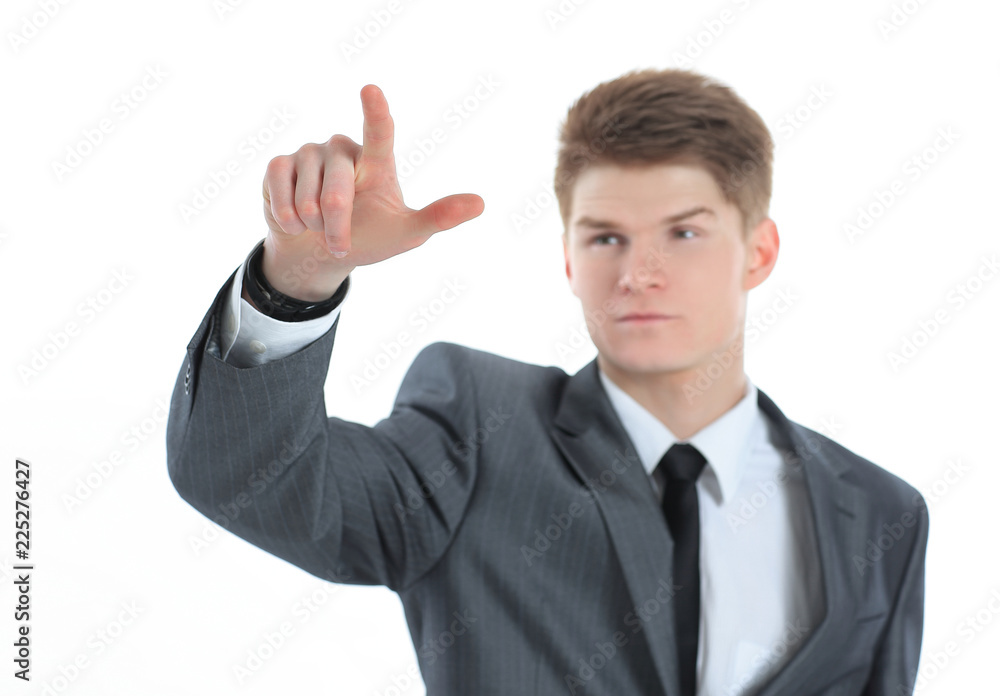 handsome businessman showing sign of difference. isolated on a white background handsome businessman showing sign of difference. isolated on a white background