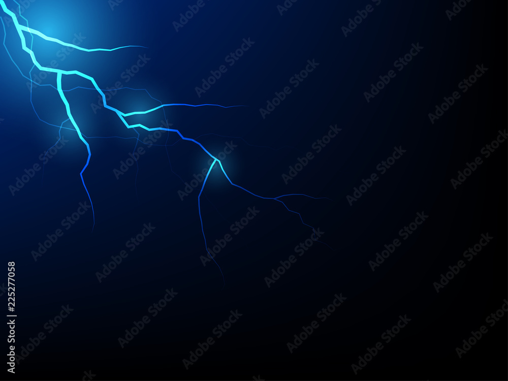 Thunder storm vector realistic lightnings thunderbolt on black ...