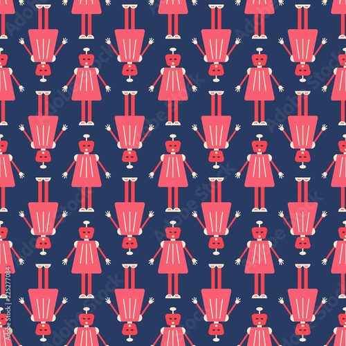 Robot seamless pattern in flat style.