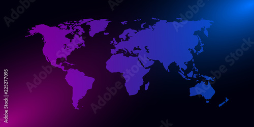 world map vector flat design on a dark background.