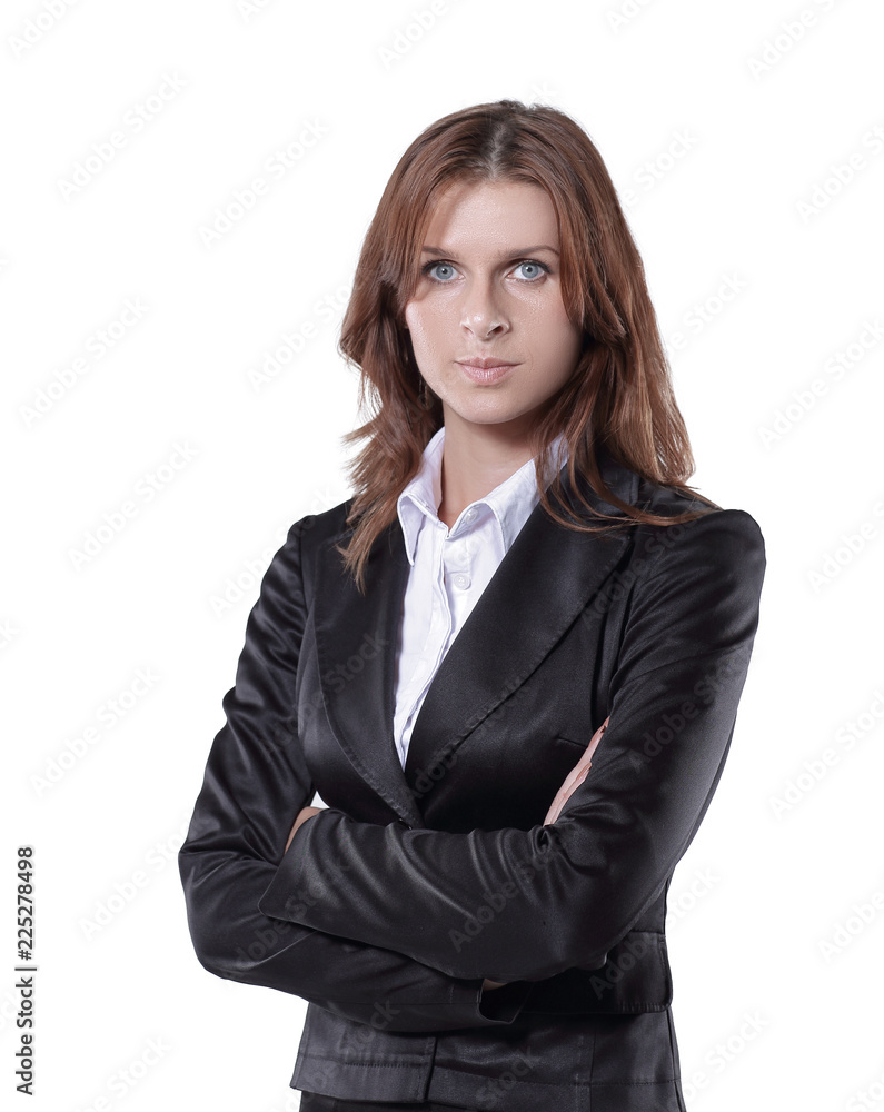 portrait of confident young business woman in black business suit portrait of confident young business woman in black business suit