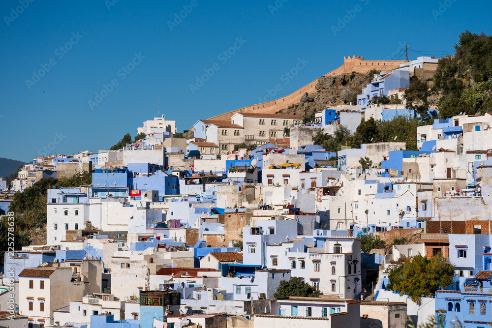Aerial view of Chefchaouen, the Blue city, in Morocco