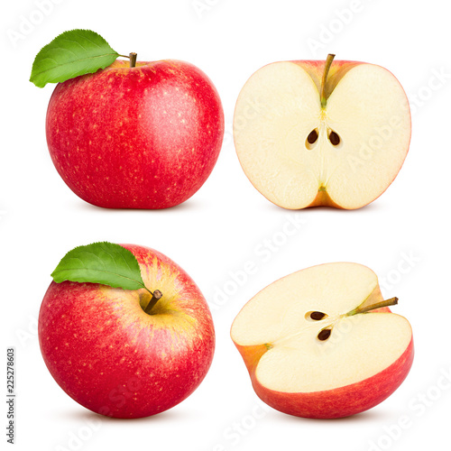 Red juicy apple isolated on white background, clipping path, full depth of field