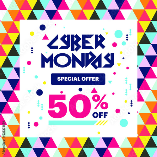 Cyber Monday sale poster design template vector illustration