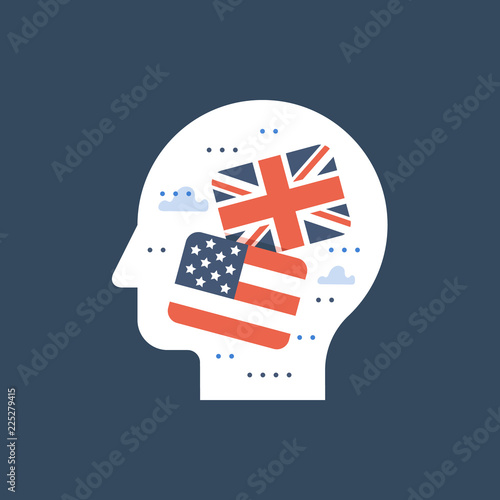 American and British flags, learn English, education program, international student exchange
