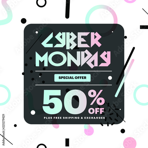 Cyber Monday sale poster design template vector illustration