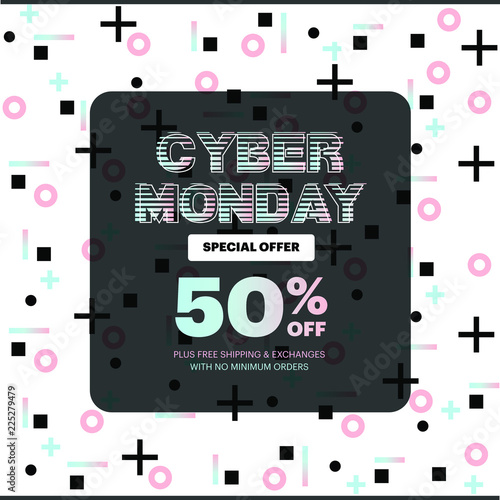 Cyber Monday sale poster design template vector illustration