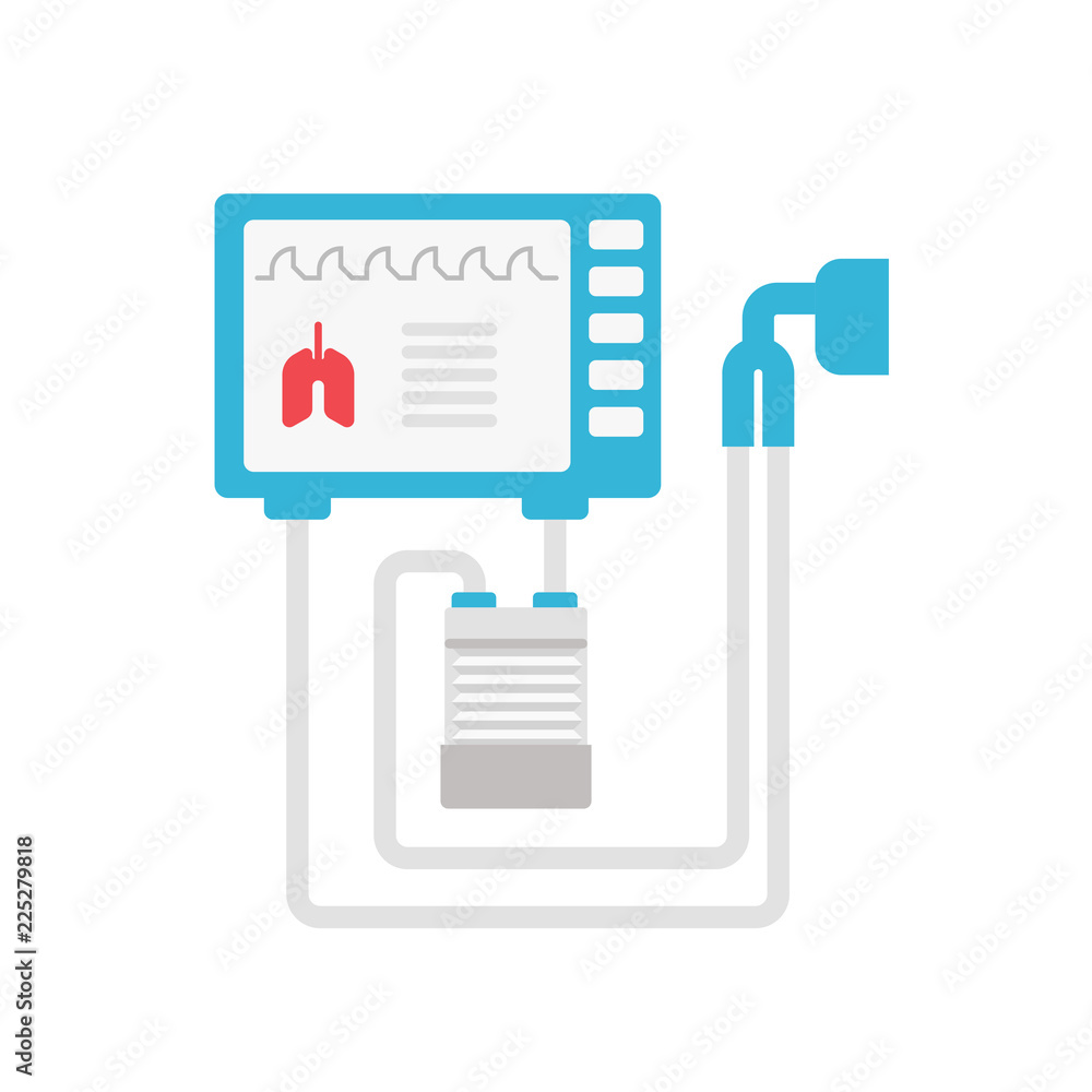 Vettoriale Stock Medical ventilator vector flat illustration isolated on  white background. Mechanical respirator icon for medical infographic. Lungs mechanical  ventilation concept illustration. | Adobe Stock