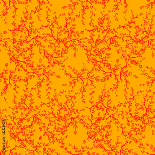 Vector Seamless Pattern: Autumn Foliage, Orange Color.