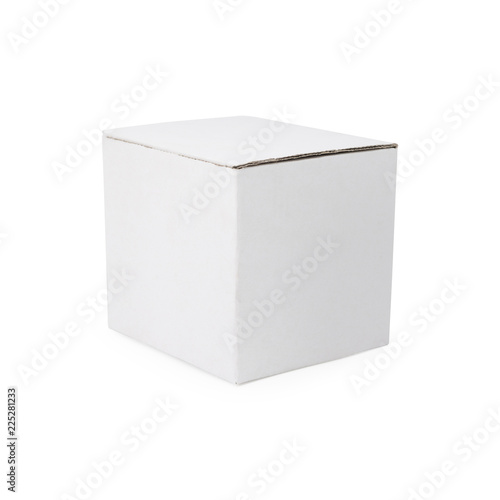 White carton box on isolated background with clipping path. Blank cardbox package for your design.