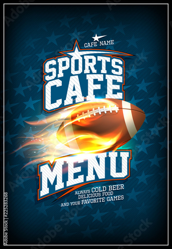 Sports cafe menu card design concept