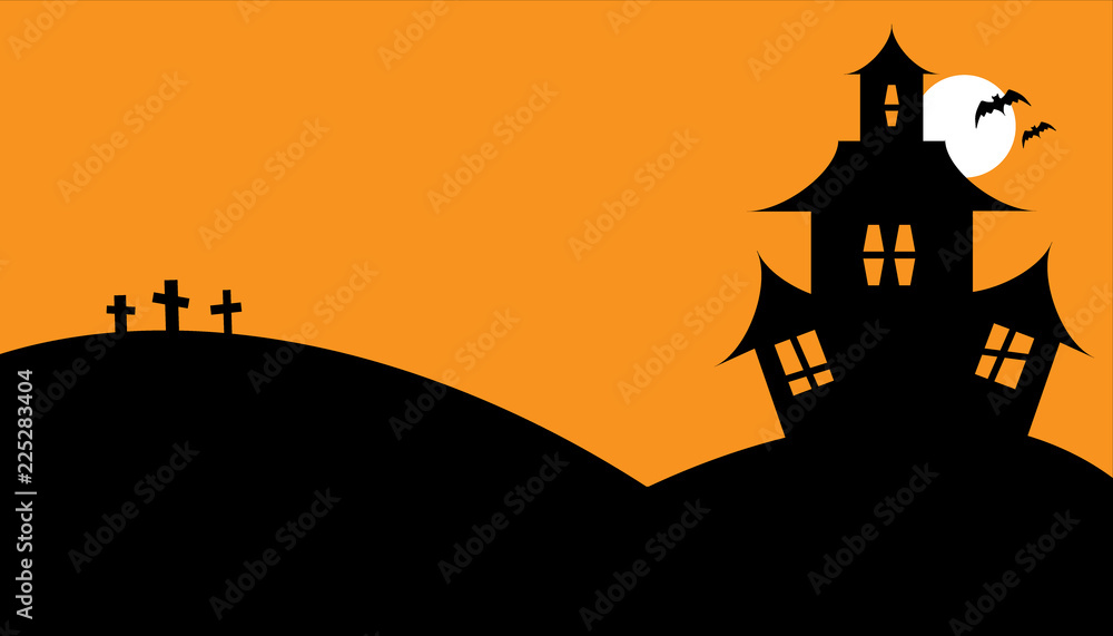 Halloween spooky house illustration with flat design