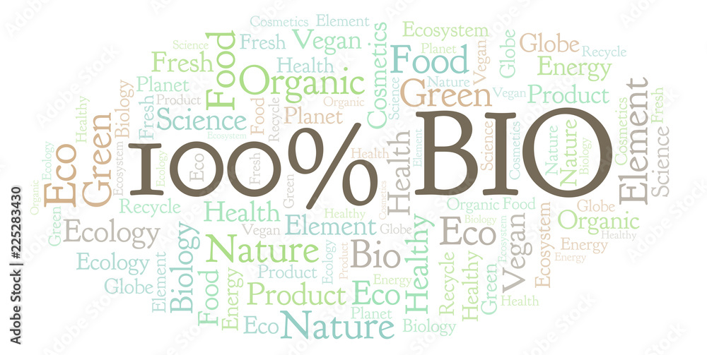 Obraz premium 100 Percent Bio word cloud.