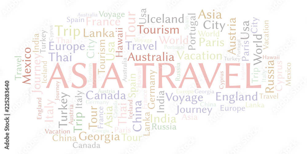 Fototapeta premium Asia Travel word cloud.