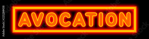 Photos Avocation - glowing text on black background