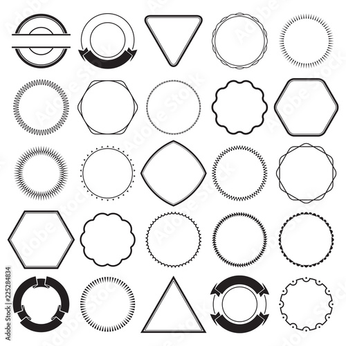 Collection of Round Decorative Border Frames with Clear Background. Ideal for vintage label designs.