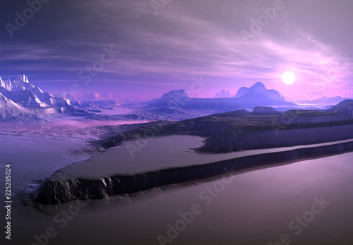 3D Rendered Fantasy Alien Landscape - 3D Illustration © diversepixel