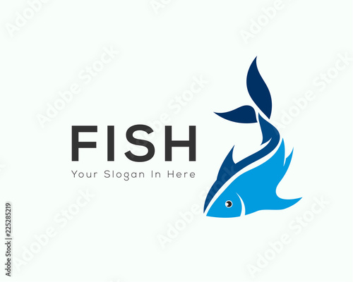 Swimming fish logo, fish shop logo