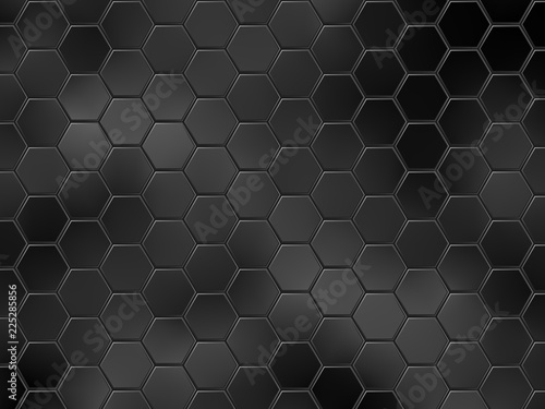 Abstract black geometric background with hexagons. Vector illustratio