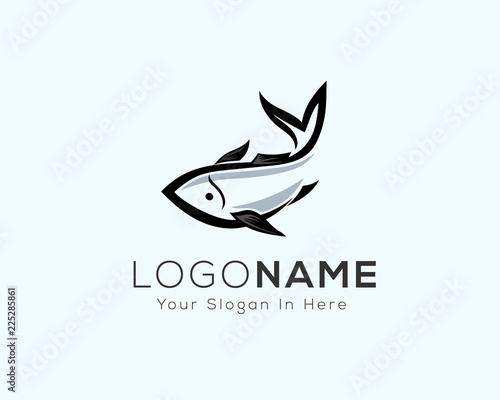 Swimming black fish art logo