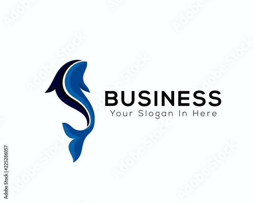 Modern swimming fish art logo