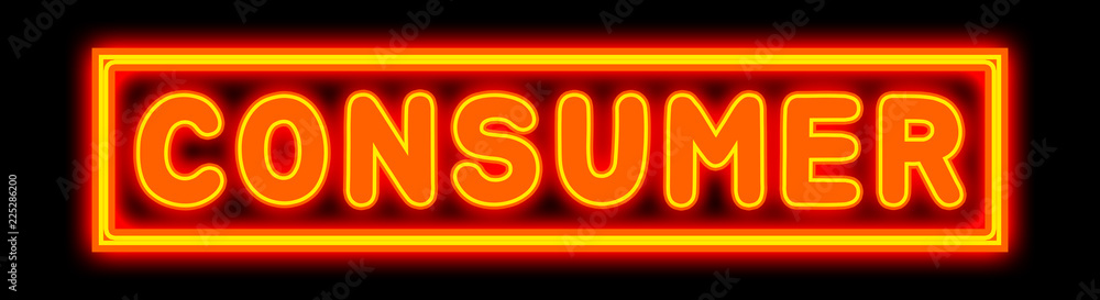 Consumer - glowing text on black background Consumer - glowing text on black background