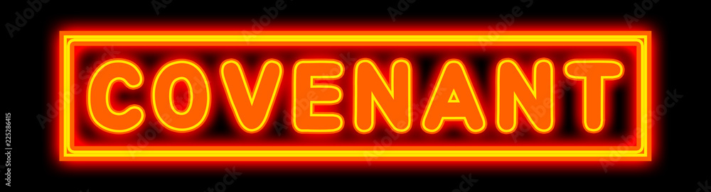 Covenant - glowing text on black background Covenant - glowing text on black background
