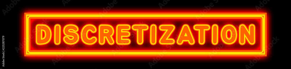 Discretization - glowing text on black background Discretization - glowing text on black background