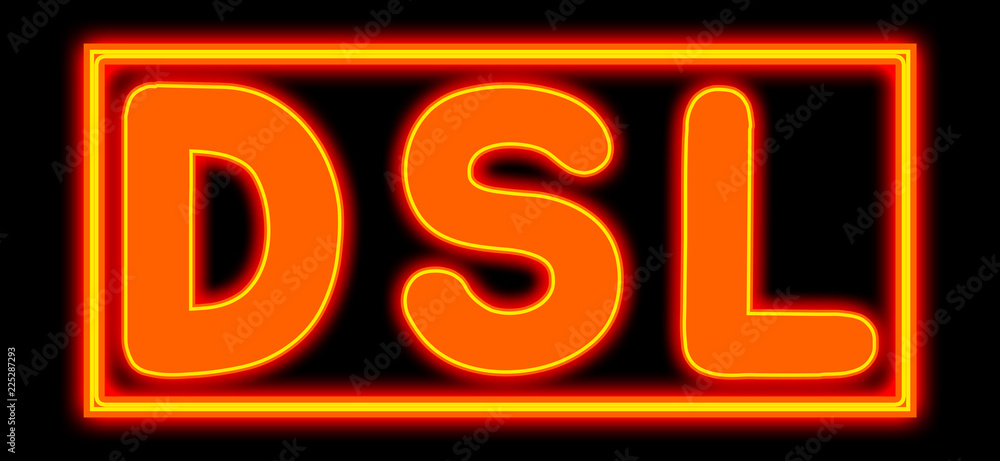 Dsl - glowing text on black background Dsl - glowing text on black background