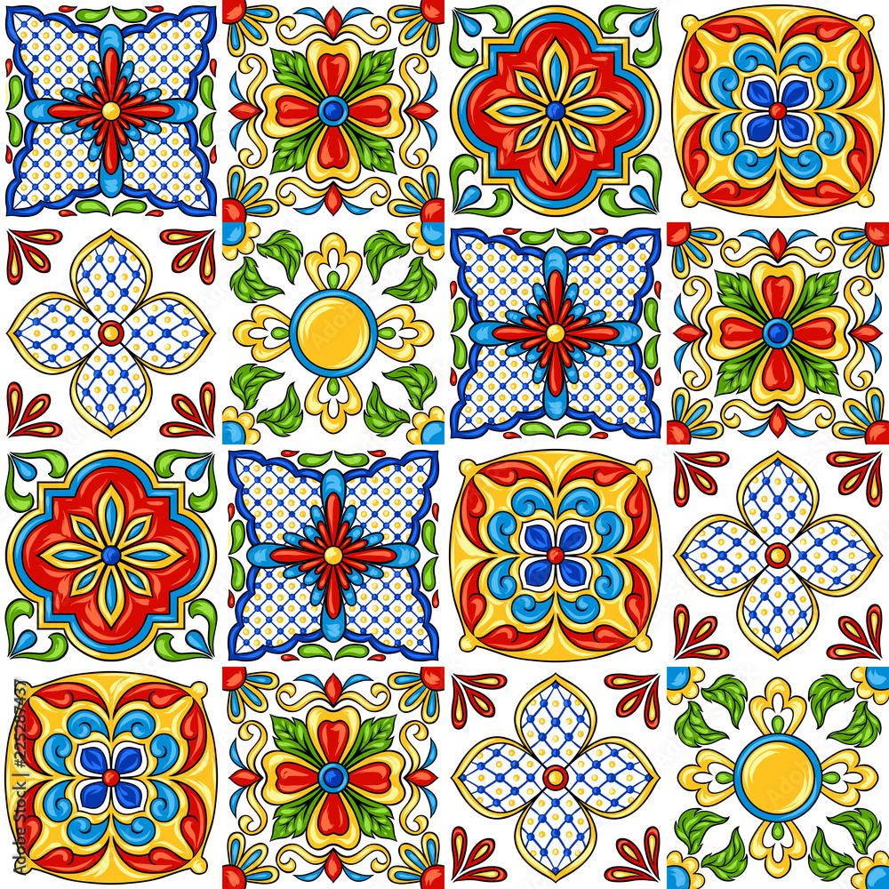 Mexican talavera ceramic tile pattern.