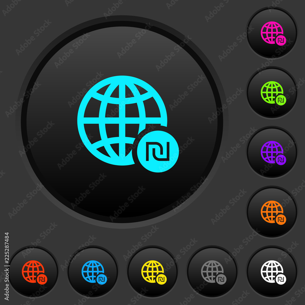 Online Shekel payment dark push buttons with color icons Online Shekel payment dark push buttons with color icons