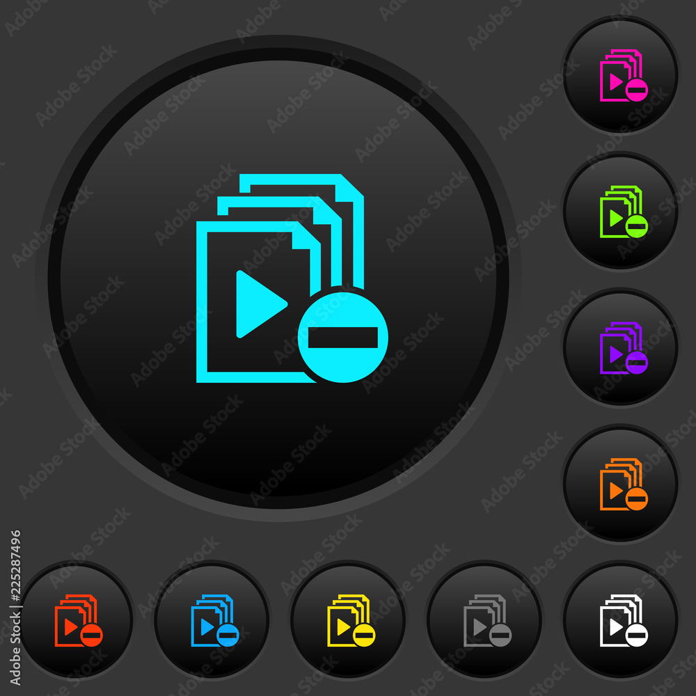 Remove item from playlist dark push buttons with color icons Remove item from playlist dark push buttons with color icons