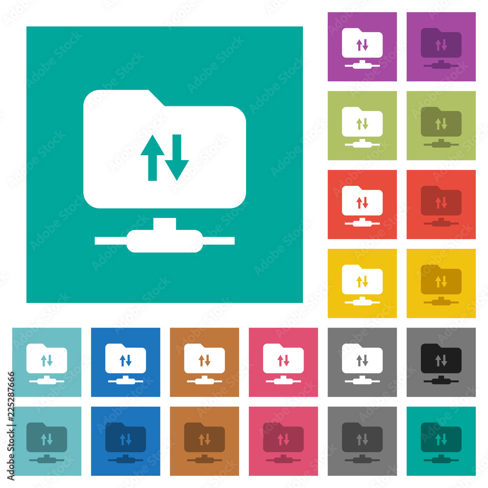 FTP data traffic square flat multi colored icons FTP data traffic square flat multi colored icons