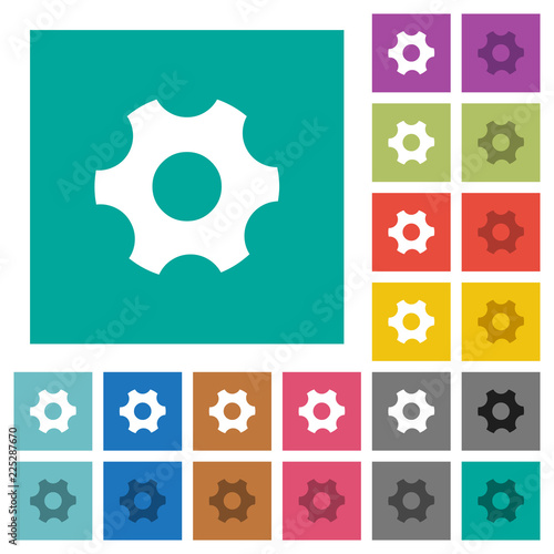 Single cogwheel square flat multi colored icons