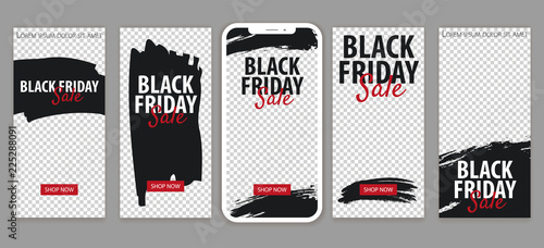 Set of Black Friday Sale Stories for Social Media. Pack for creature your unique content.